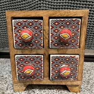 Wooden Jewelry Chest with Ceramic drawers